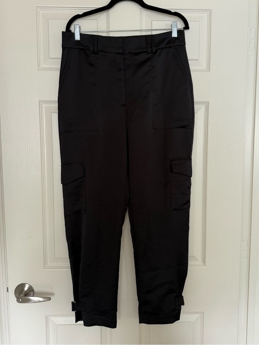 NWOT Express Black Satin Cargo Ankle Pants